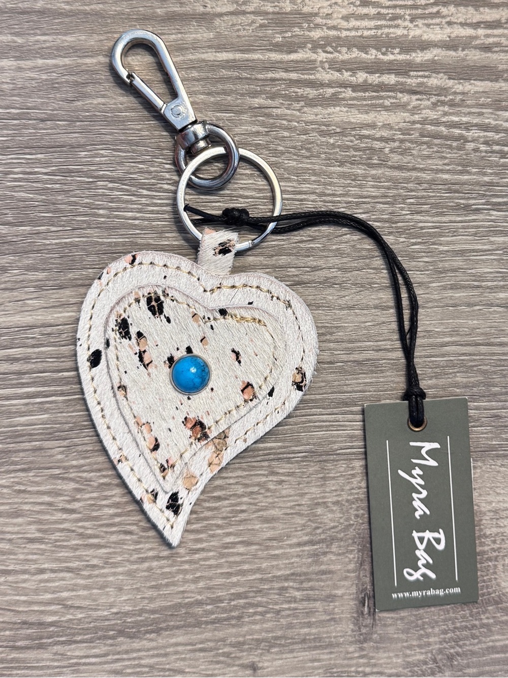 Myra Heartโs Love Key Fob in Brown & White